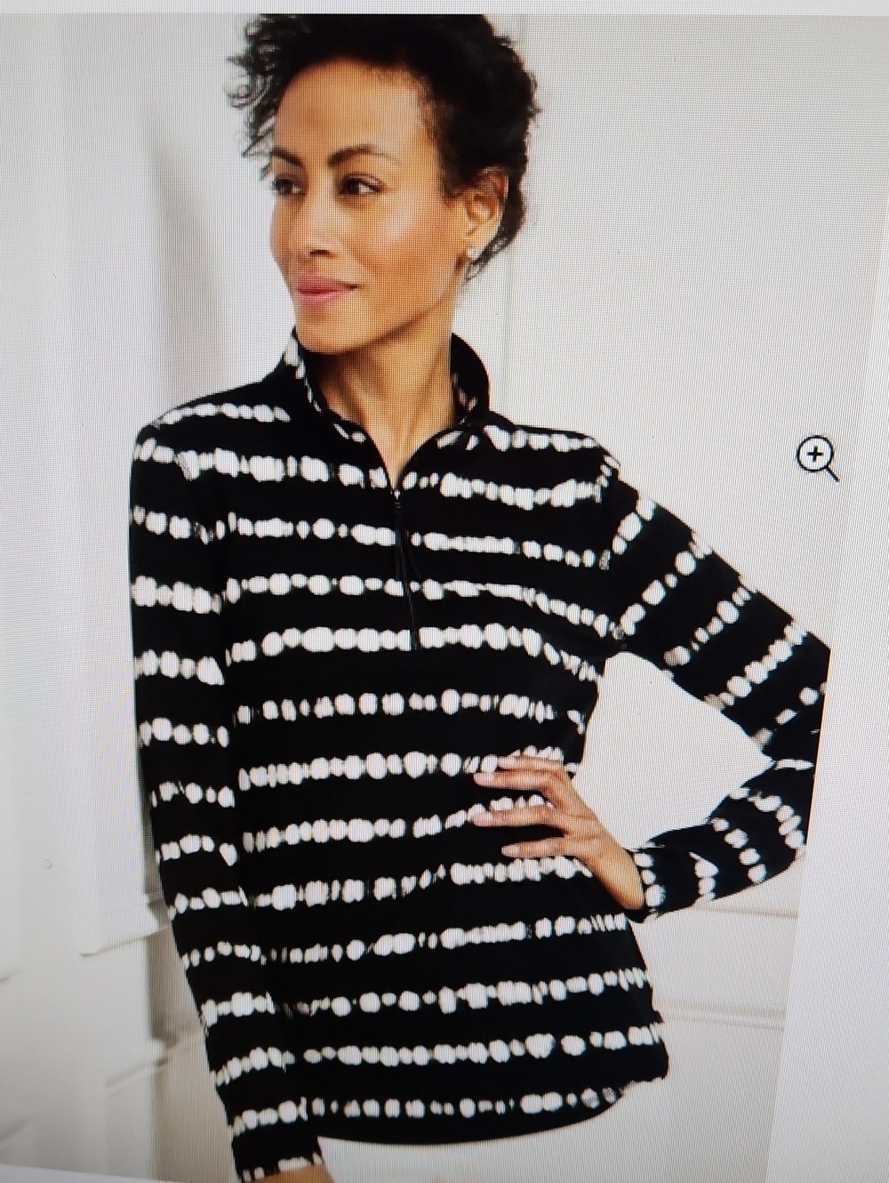 T BY TALBOTS  Black Tie- Dye 1/2 Zip Pullover Sz S P